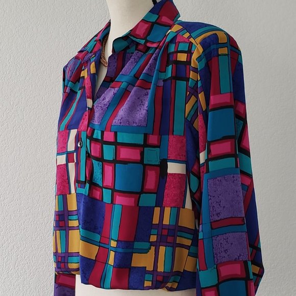 Da-Rue Tops - Vintage Da-Rue Urban Mosaic Patchwork Blouse